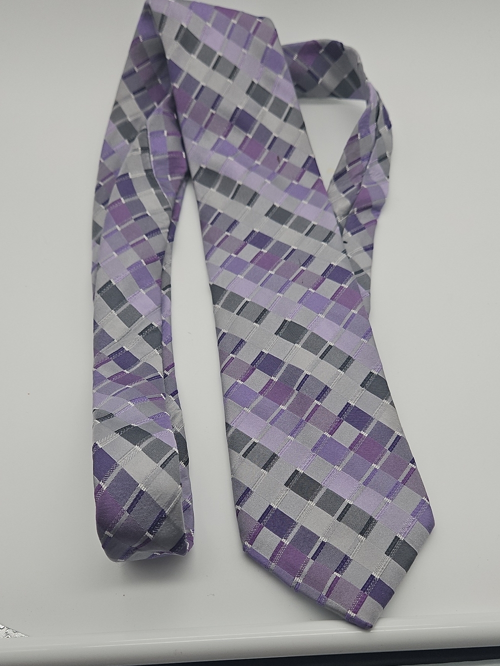 Van Heusen Purple and Gray Plaid Tie